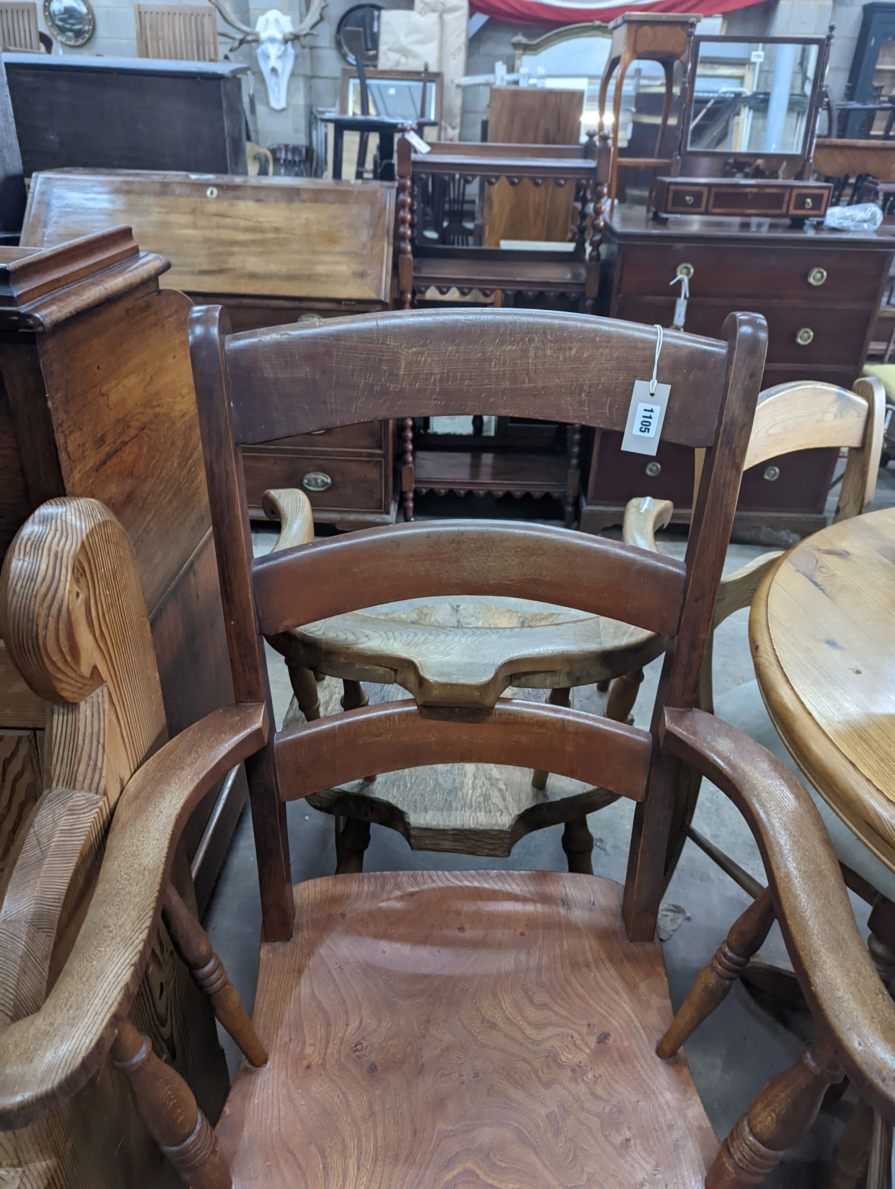 A Victorian elm and beech Windsor armchair, width 64cm, depth 50cm, height 112cm
